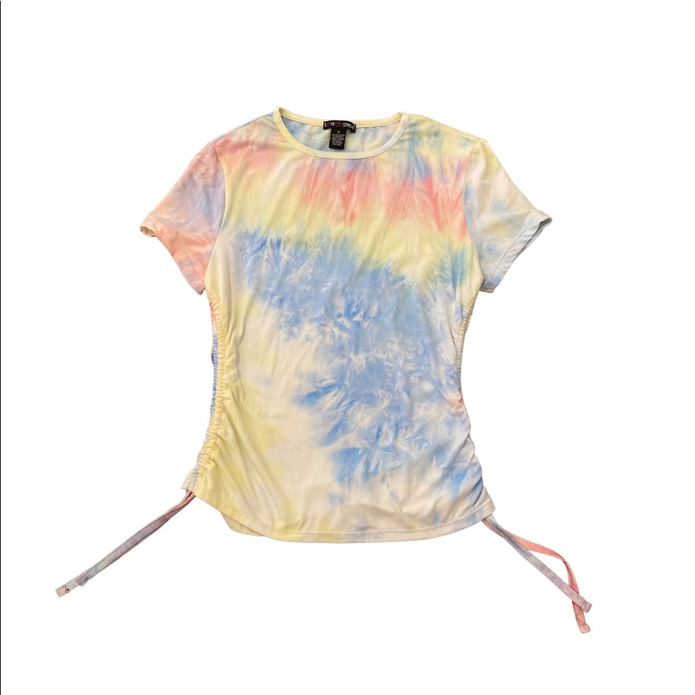 Love Streak Tie Dye Pastel Ruched Top Size Medium